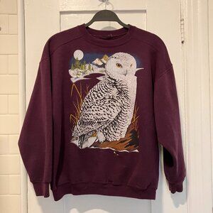 Vintage 80's/90's Purple (Eggplant) Owl Sweatshirt - Medium - Unisex